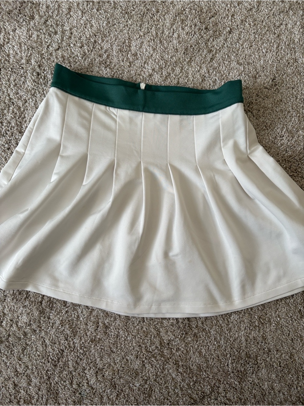 White Skirt with Dark Green Waistband